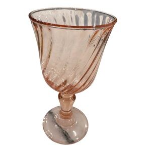 Vintage Depression Glassware Goblet Arcoroc France Rosaline Wine Glass Pink 5.75